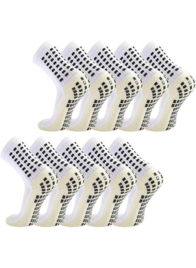 Arabest 5 Pack Men's Soccer Socks Anti Slip Non-Slip Grip Pads for Football Basketball Sports Grip Soccer Socks - Image 1